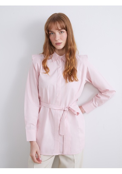 Lcwaıkıkı Classic Pembe Kuşaklı Kadın Gömlek Tunik