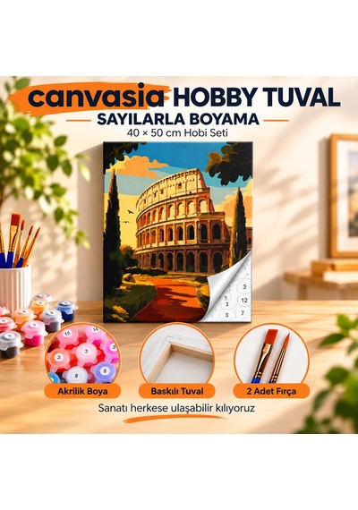 Sayılarla Boyama Numaralı Tuval Seti Boya Fırça Dahil 40x50 Cm Romanın İhtişamı