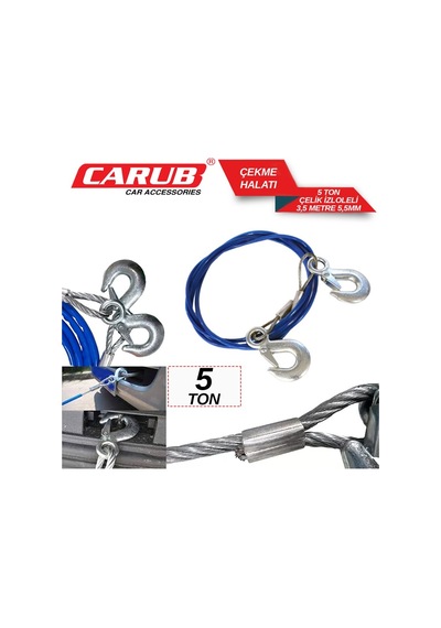 Carub Çekme Halatı 5 Ton Çelik İzoleli 3.5 Mt