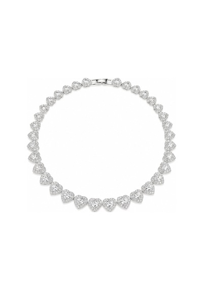 Eclat Collection Amorette Kalp Taşlı Rodyum Kaplama Silver Su Yolu Kolye Çıkarılabilir Uzatma Parçalı Gümüş Gümüş