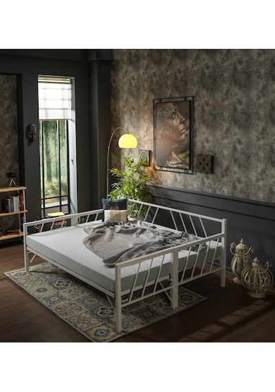Bedliga Glory Yavrulu Daybed Tek-Çift Kişilik Metal Karyola Beyaz