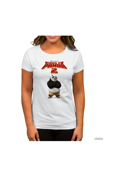 Kung Fu Panda Beyaz Kadın Tişört Beyaz