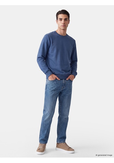 Lcwaıkıkı Classic Lacivert Bisiklet Yaka Erkek Kalın Sweatshirt
