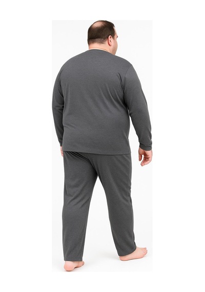Mutlu City Erkek Yüksek Kalite İnterlok Penye Büyük Beden Pijama Takımı 18540 Füme