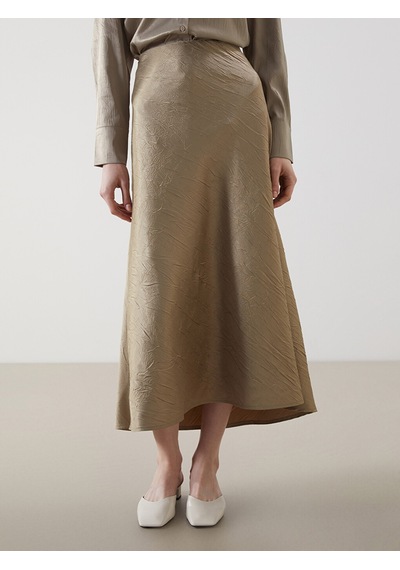 Lcwaıkıkı Classic Kahverengi Loose Fit A Kesim Saten Etek