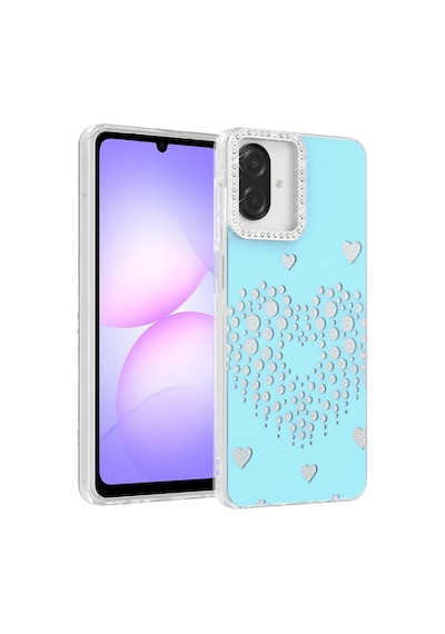 Maks Technology Samsung Uyumlu Galaxy A07 Kılıf Damla Taşlı Mkst Rivas Sert Pc Kapak - Mavi