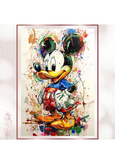 Color Splash Mickey - Renkli Fırça Dokulu Pop Art Pvc Tablo