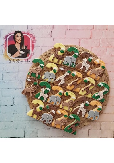 2 Yaş Doğum Gününe Özel Safari Model Butik Kurabiye - 20 Adet