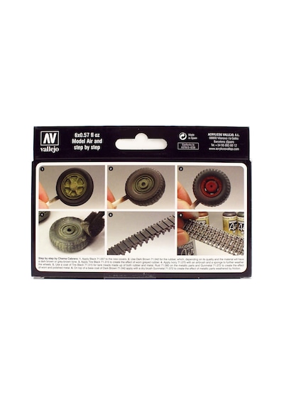 6x17 Ml. Wheels & Tracks Model Air Serisi Maket Boyası Seti, Vallejo 71213 Standart