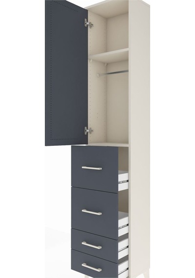 Arges Dolap 2 Raflı 4 Çekmeceli Tek Askılı 44x30x221 Aytaşı-antrasit Aytası