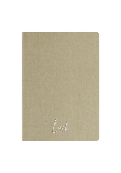 Luck Defter - Keten Sert Kapak - Çizgili 192 Sayfa 15x21,3cm - Ekru Çok Renkli
