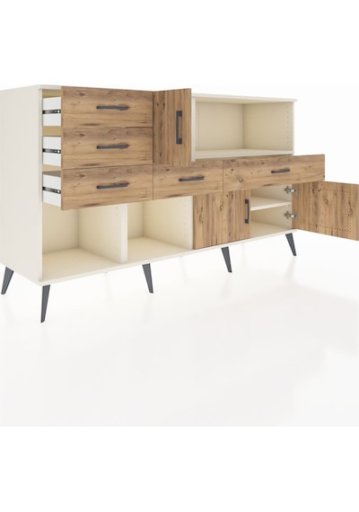 Kronos Konsol 2 Raflı 5 Çekmeceli 3 Kapaklı 176x59x99 Aytaşı-çam Aytaşı-çam