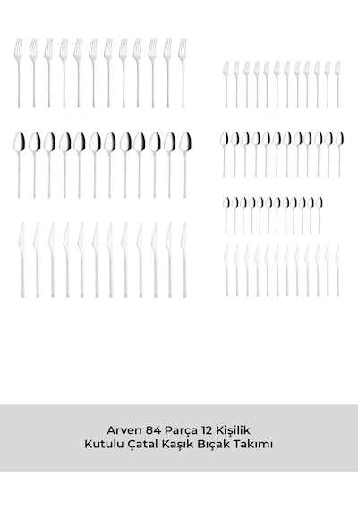 Emsan Arven 84 Parça 12 Kişilik Kutulu Çatal Kaşık Bıçak Takımı