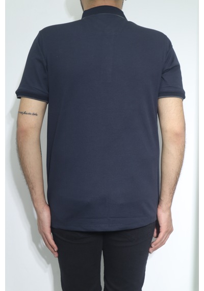Santa Dmctekstil Erkek Desenli Spor Kesim Rahat Kalıp Cepsiz Polo Yaka T-shirt Lacivert