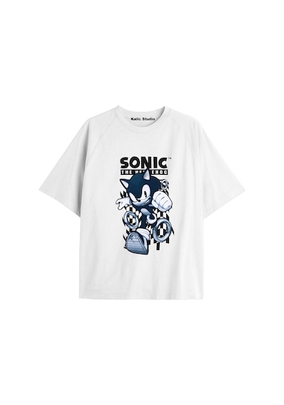 Kalic Studio Unisex Bay Sonic Desenli Beyaz Yazlık T-shirt Beyaz-207