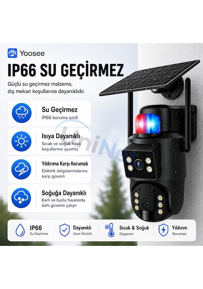Uninet Solar Kamera 4g Sim Kartlı 10x Optik Zoomlu 2 Kameralı Dış Mekan Ip Kamera