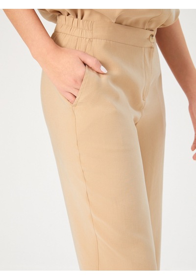 Faik Sönmez Yanları Yırtmaçlı Modallı Comfort Fıt Capri 68213 U6821334 Bej