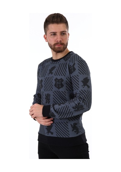 Supra Hogwarts Aop Baskılı Erkek Sweatshirt Füme
