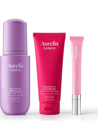 Aurelia Genève The Glow Skin Trio - Temizleme Köpüğü, Peeling, & Nemlendirici Etkili Lip Balm Seti