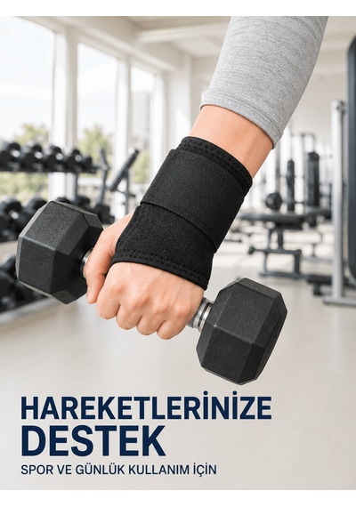 Başparmak Geçişli El Bilek Desteği Ayarlanabilir Cırtlı Bileklik Bandajı Siyah Altın