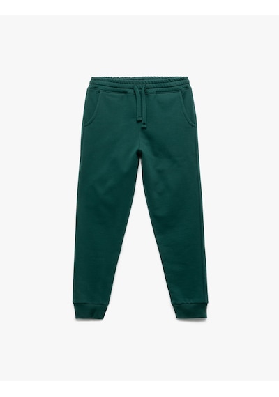 Koton Pamuklu Beli Lastikli Şardonlu Jogger Basic Eşofman Altı Yeşil 7wkb40010tk