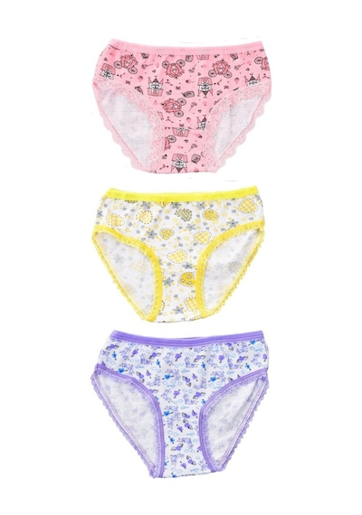 Pemilo Kız Çocuk 840 Desenli 3'Lü Slip Karışık Renk