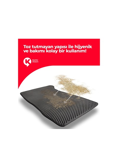 Qashqaı 2013-2021 Uyumlu Hücreli Yüzey Eva Paspas Seti Paspas Takımı Siyah Yüzey Siyah