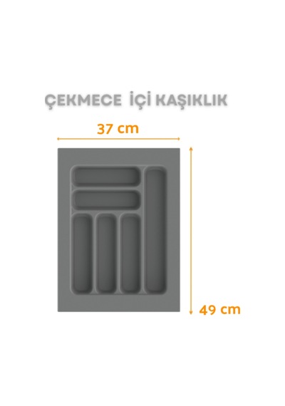 Çekmece I Çi Kaşıklık Ve Kepçelik Düzenleyici Gri 37x49 Cm 30x40 Cm Kadar Kesilebilir Gri