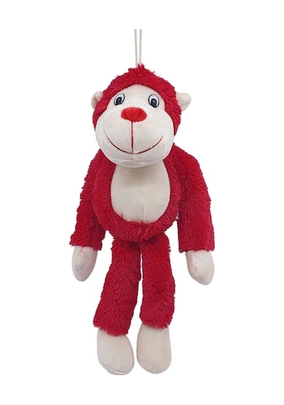 Peluş Maymun 40 Cm - Yumuşak Peluş - G5501 - Kırmızı Beyaz