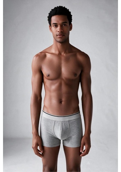 Trendybee Erkek Slim Fit Boxer 5 Adet Paket Likralı Rahat Kesim Özel Kutulu Gri - Siyah