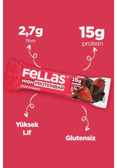 Yüksek Protein Bar - Çilekli 45 G X 12 Adet