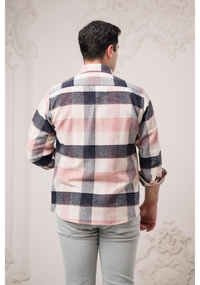 Slimfit Çift Cepli Ekoseli Pamuklu Kalın Erkek Oduncu Gömlek 001