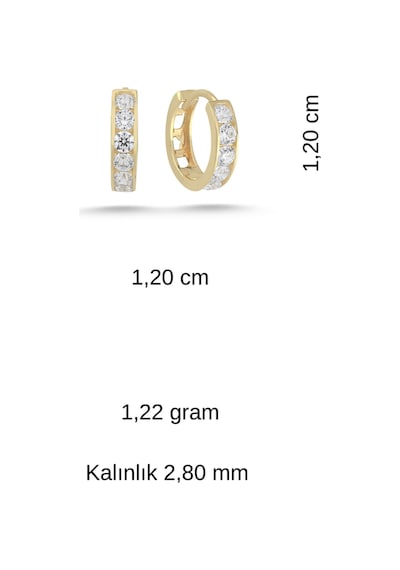 14 Ayar Altın Taşlı Halka Küpe Sarı 02850817