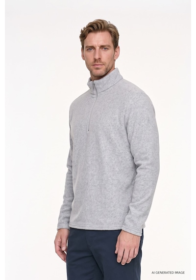 AC&Co / Altınyıldız Classics Anti-Pilling Tüylenme Yapmayan Bato Yaka Erkek Polar Sweatshirt - Gri Melanj