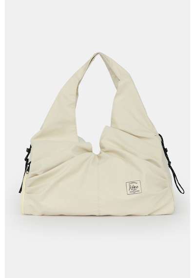 İcone Bag Icone Pliseli Fermuarlı Yoga Çantası, Fitness Çantası, Gym Heybe Görünümlü Pliseli Spor Çantası Krem