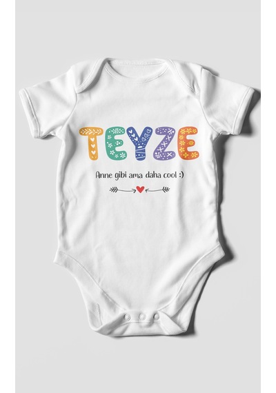 Morivokids Teyze Anne Gibi Ama Daha Cool Kısa Kollu Bebek Body %100 Pamuk Beyaz