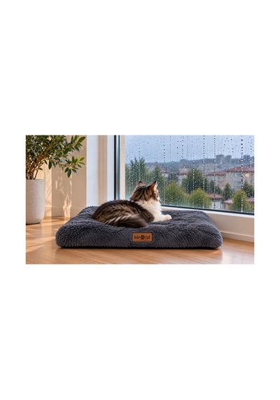 Kedi Ve Köpek Peluş Yer Minderi Üst Kalite Yıkanabilir Kılıflı Fermuarlı Boncuk Elyaf Kaydırmaz Taban Kedi Ve Köpek Yatağı Gri 1716913646