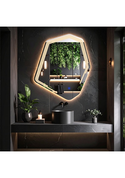 Myrella Günışığı Lazer Kumlamalı Lavabo & Banyo Aynası Dokunmatik Sensörlü 80 X 68