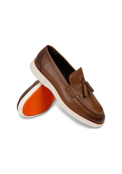 Deery Hakiki Deri Taba Rengi Püsküllü Erkek Loafer - 01958mtbac01 Taba