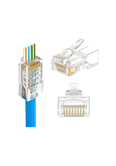 Yeni Nesil Jak Cat5/Cat6 Rj45 Konnektör 100 Lü Paket Ez Plug