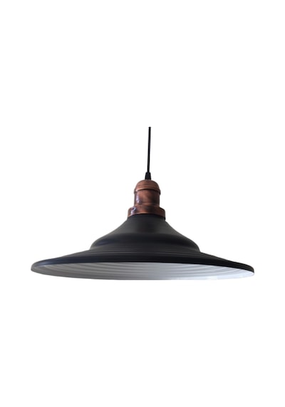 Riolight Retro Metal Sarkıt Avize Siyah Içi Beyaz Mat Bakır Askı