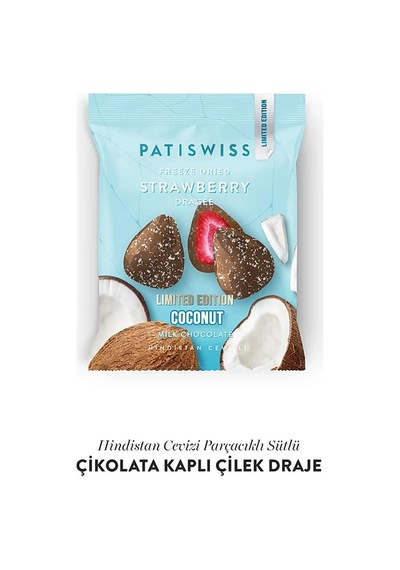 Sütlü Çikolatalı Hindistan Cevizli Çilek Draje, 50g X 3 Adet