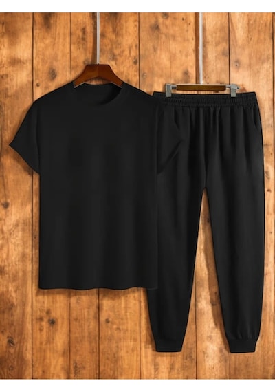 Uyguntarz Unisex Outer Banks Tasarım Basklı Tshirt Eşofman Takımı Siyah