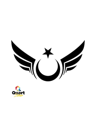 Kanatlı Ay Yıldız Sticker Oto Araba Sticker