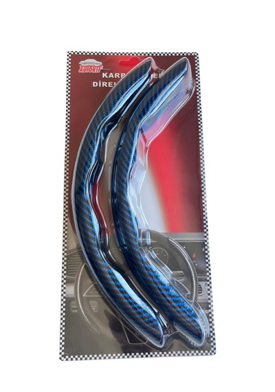 Karbon Fiber Direksiyon Kılıfı Direksiyon Koruyucu Kılıf Mavi - Siyah