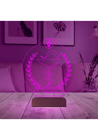 Luvivia Eczane Logolu Eczacı Hediye Kişiye Özel 3d Lamba - Masa Gece Lambası