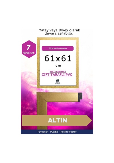 Altın-21mm-61x61 Cm Mat Pvc Li Camsız Fotoğraf Puzzle Belge Çerçeve Yatay Dikey Asılabilme. 57653823