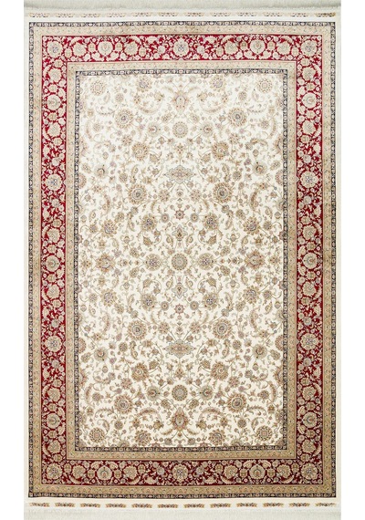 Eko Halı Isfahan Isf 03 Cream Red Klasik Desenli Yüksek Kalite Sık Dokuma Makine Halısı