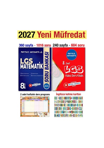 8. Sınıf 2027 Partikül Matematik Soru Bankası Lgs Video Ders Kitabı Seti