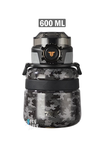 Tkk 600 Ml Çelik Su Matarası Çift Kullanım Pipetli/rahat İçim 12 Saat Sıcak/24 Saat Soğuk Termos -2029-600ml Siyah
